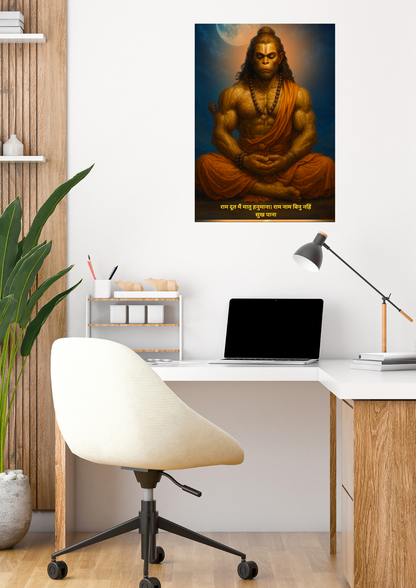 राम दूत मैं मातु हनुमाना। राम नाम बिनु नहिं सुख पाना ।। Hanuman Ji Maharaj Poster High Quality